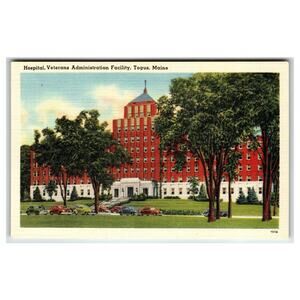 Togus, Maine VA Hospital Vintage Linen Postcard - Tichnor Bros. 1940s-50s